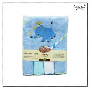 Blue Hooded Towel with 4pcs Face Towel