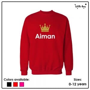 Kids Glitter Queen Crown Name Sweatshirt