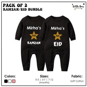 Pack of 2 Ramzan & Eid Name Rompers (Full Sleeves & Full Legs)